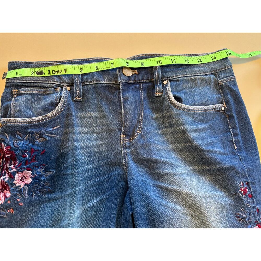 White House Black Market the Girlfriend Embroidered Flower Jeans Sz 0 - Picture 7 of 10